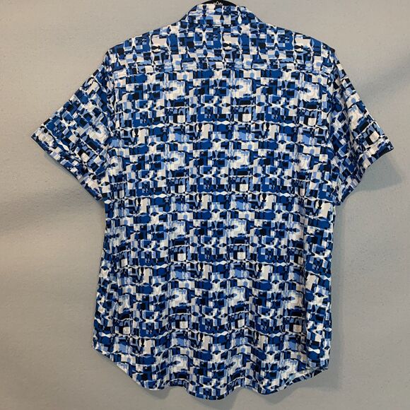 Robert Graham Blue Geometric Print Button Up Shirt Size Large Mens Casual - Picture 2 of 8